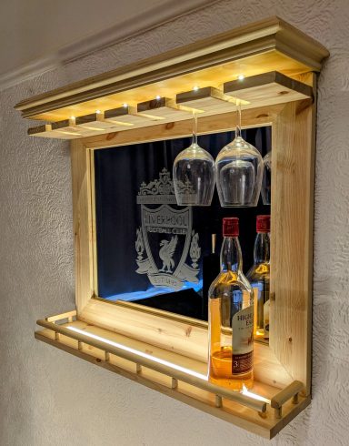 custom bar, bespoke furniture, home bars, bar accessories, small apartments, led bar self, bars in Manchester, handcrafted, LFC football