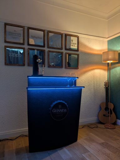picture frames, bespoke bar, counter