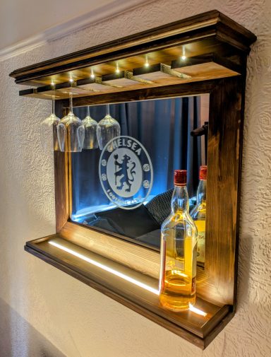 custom bar, bespoke furniture, home bars, bar accessories, small apartments, led bar self, bars in Manchester, Chelsea football, club