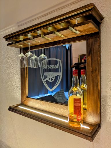 custom bar, bespoke furniture, home bars, bar accessories, small apartments, led bar self, Arsenal football, clubs in Manchester